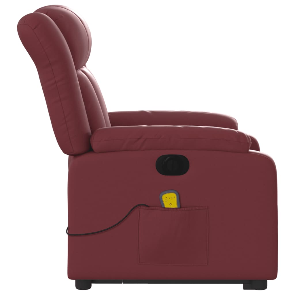 Fauteuil inclinable de massage électrique rouge bordeaux Fauteuils vidaXL   