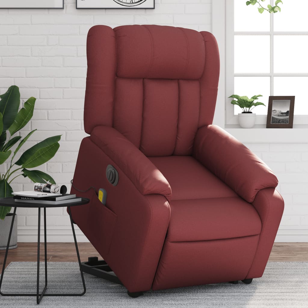 Fauteuil inclinable de massage électrique rouge bordeaux Fauteuils vidaXL   