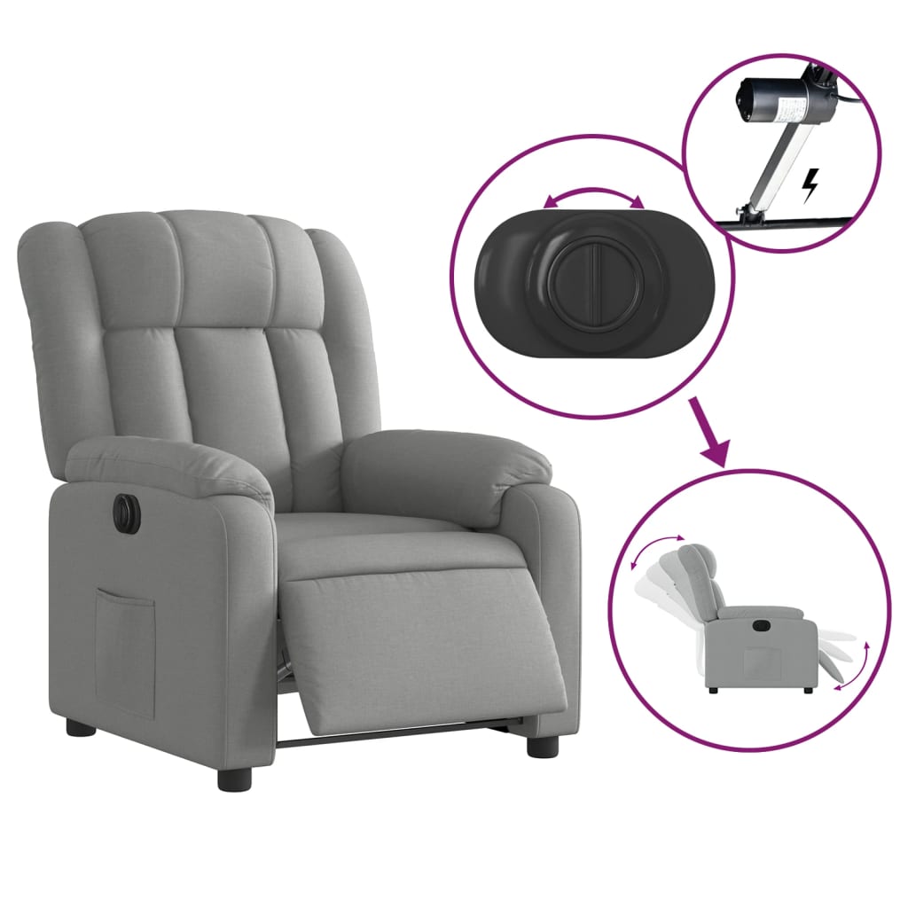 Fauteuil inclinable électrique Gris clair Tissu - Xios Store SNC