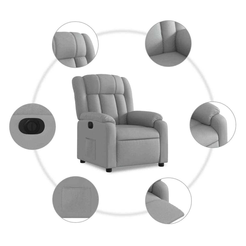 Fauteuil inclinable électrique Gris clair Tissu - Xios Store SNC