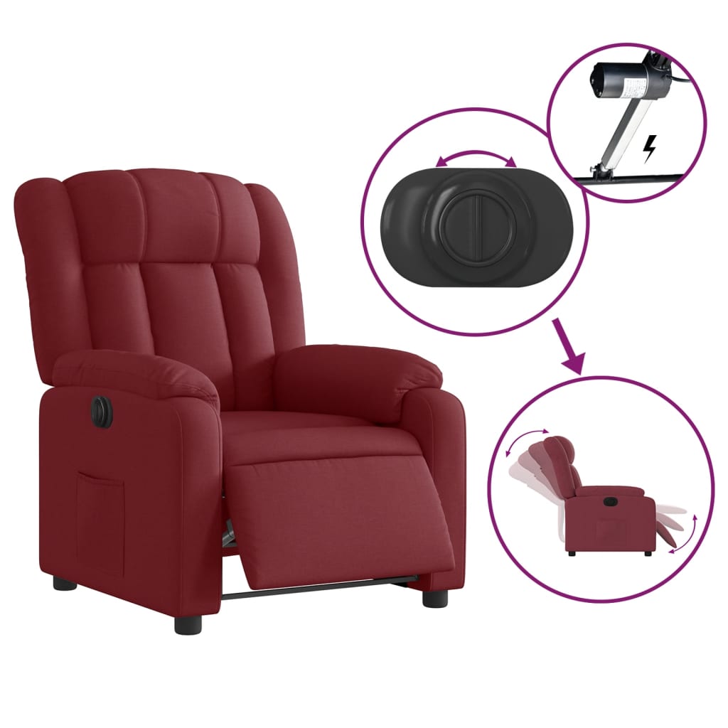 Fauteuil inclinable électrique Rouge bordeaux Tissu - Xios Store SNC