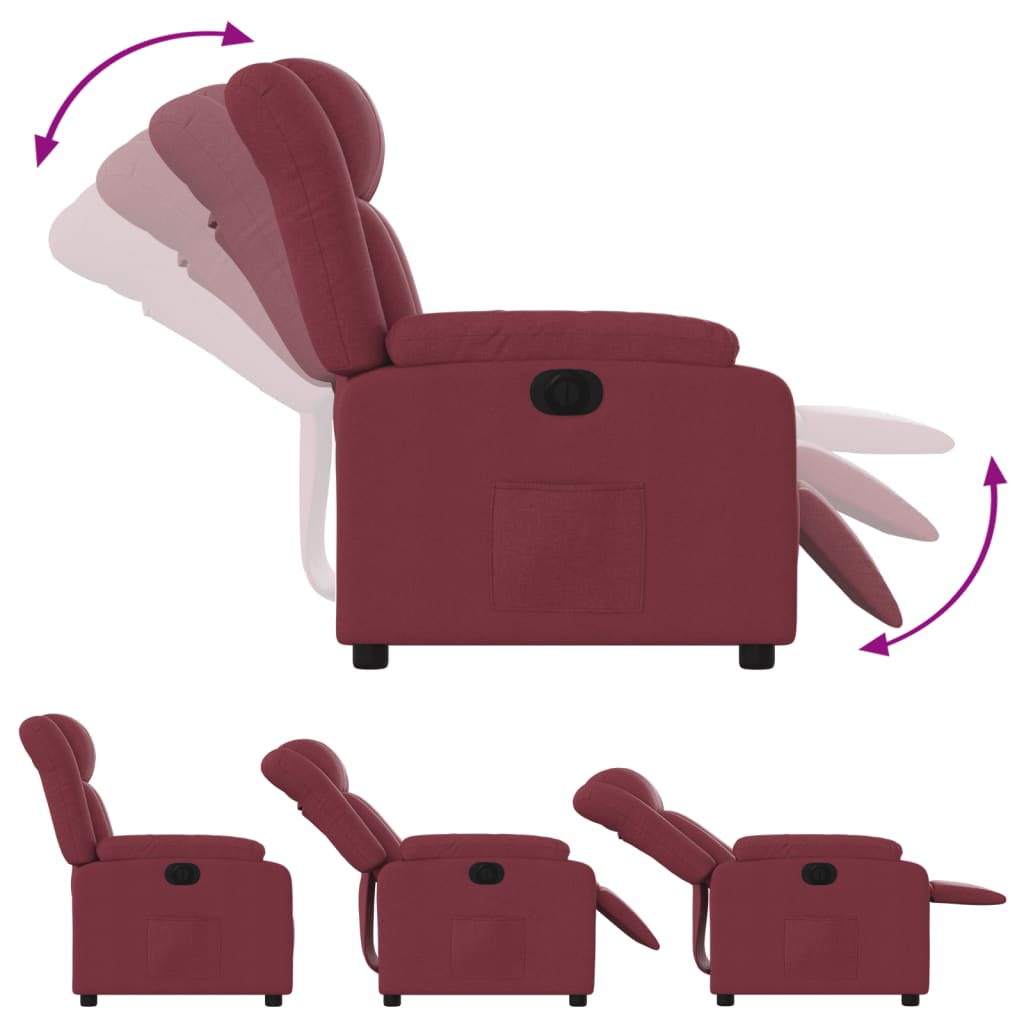 Fauteuil inclinable électrique Rouge bordeaux Tissu - Xios Store SNC