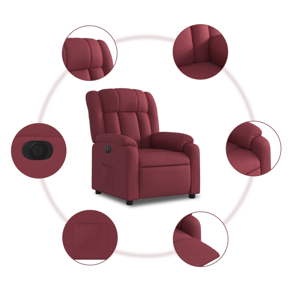 Fauteuil inclinable électrique Rouge bordeaux Tissu - Xios Store SNC