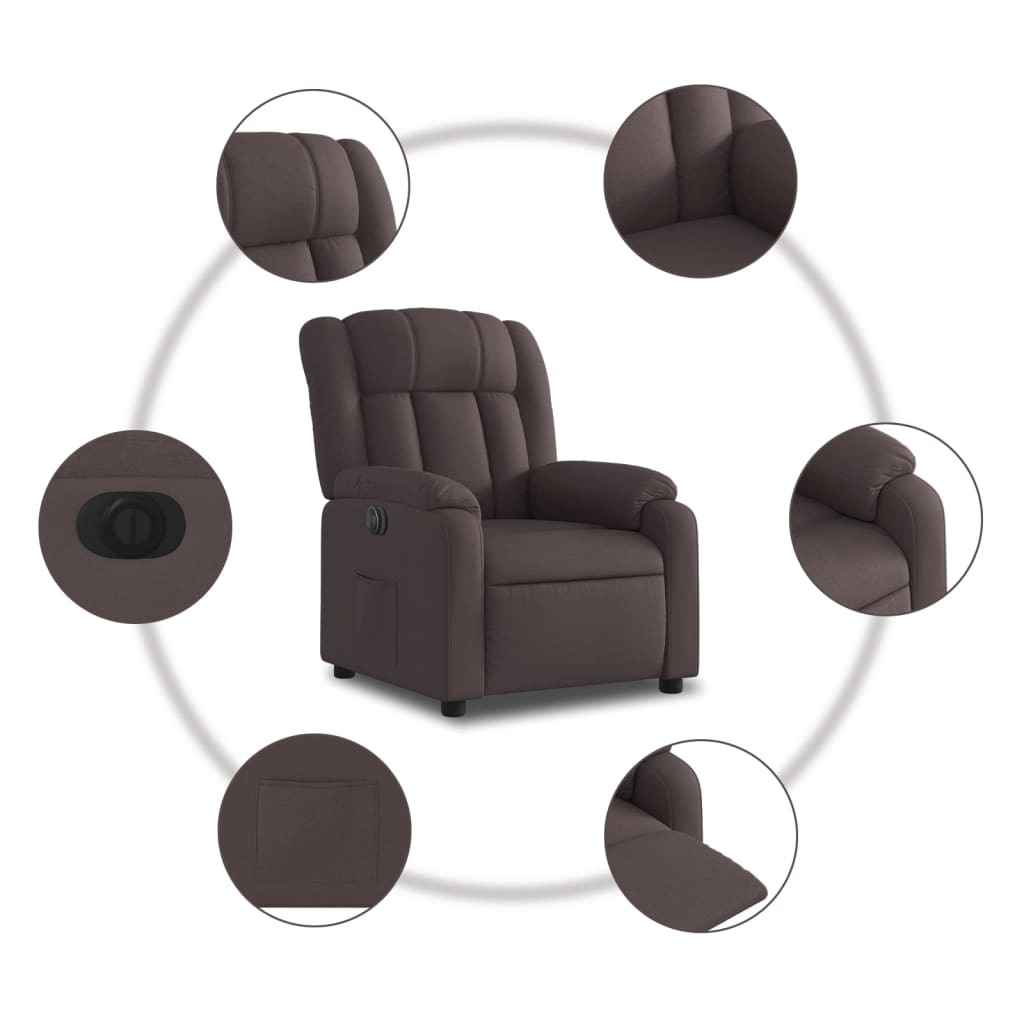 Fauteuil inclinable électrique Marron foncé Tissu - Xios Store SNC