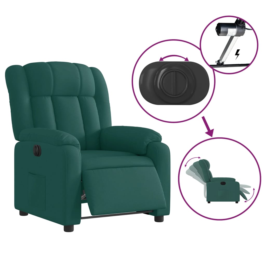 Fauteuil inclinable électrique Vert foncé Tissu - Xios Store SNC