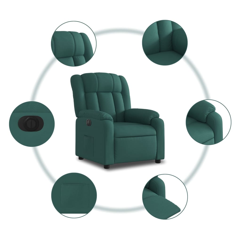 Fauteuil inclinable électrique Vert foncé Tissu - Xios Store SNC