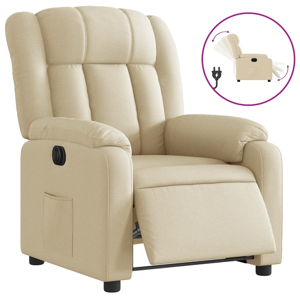 Fauteuil inclinable électrique Crème Tissu Fauteuils vidaXL   