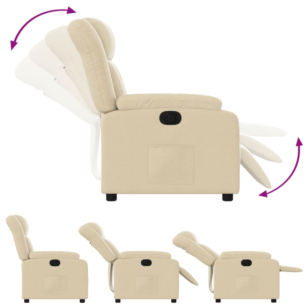 Fauteuil inclinable électrique Crème Tissu Fauteuils vidaXL   