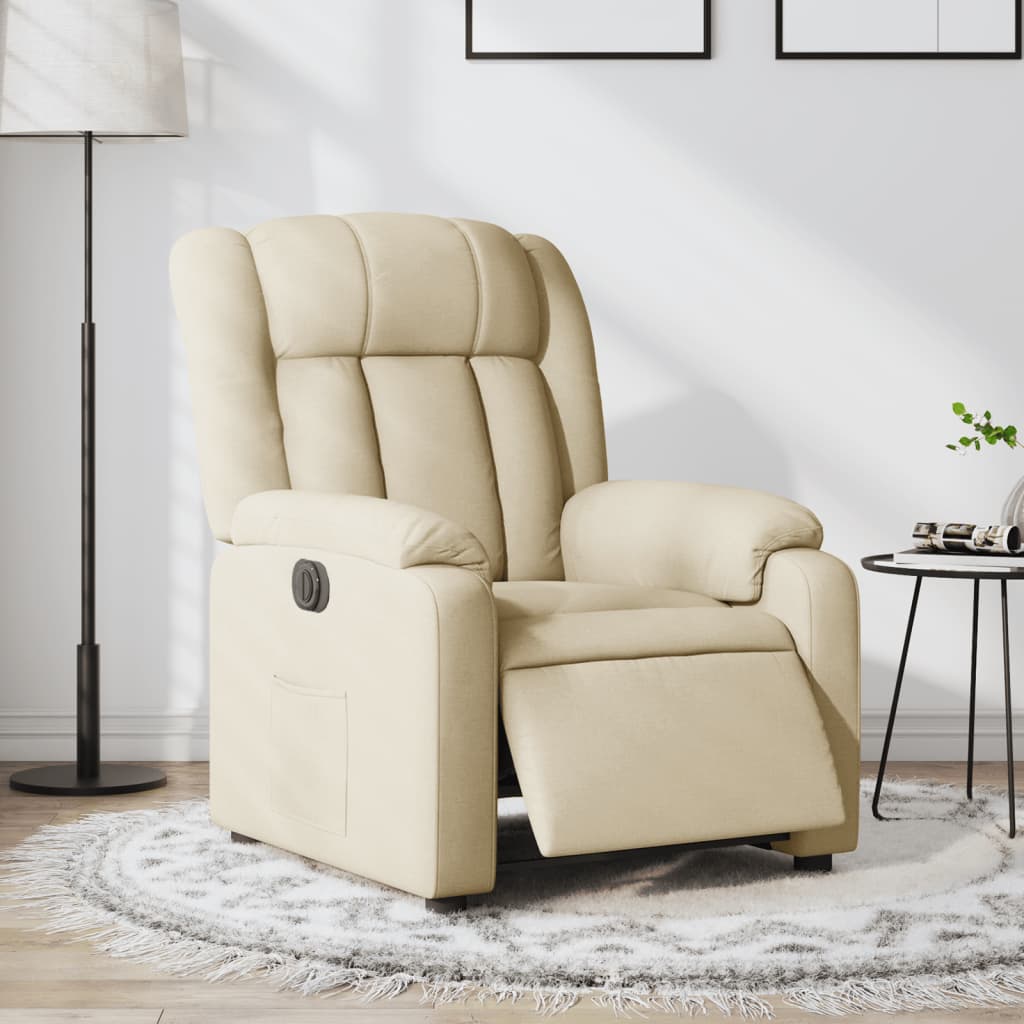 Fauteuil inclinable électrique Crème Tissu Fauteuils vidaXL   