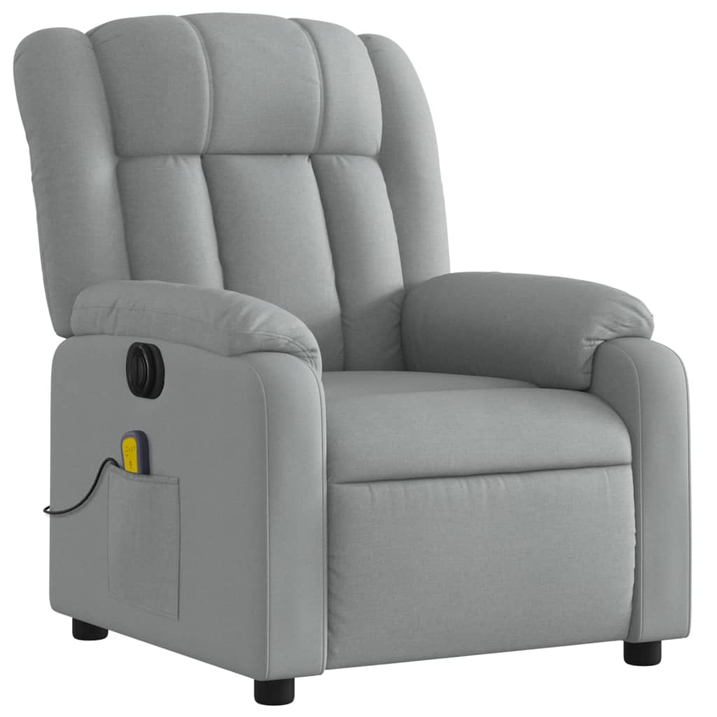 Fauteuil de massage inclinable électrique gris clair tissu Fauteuils vidaXL   