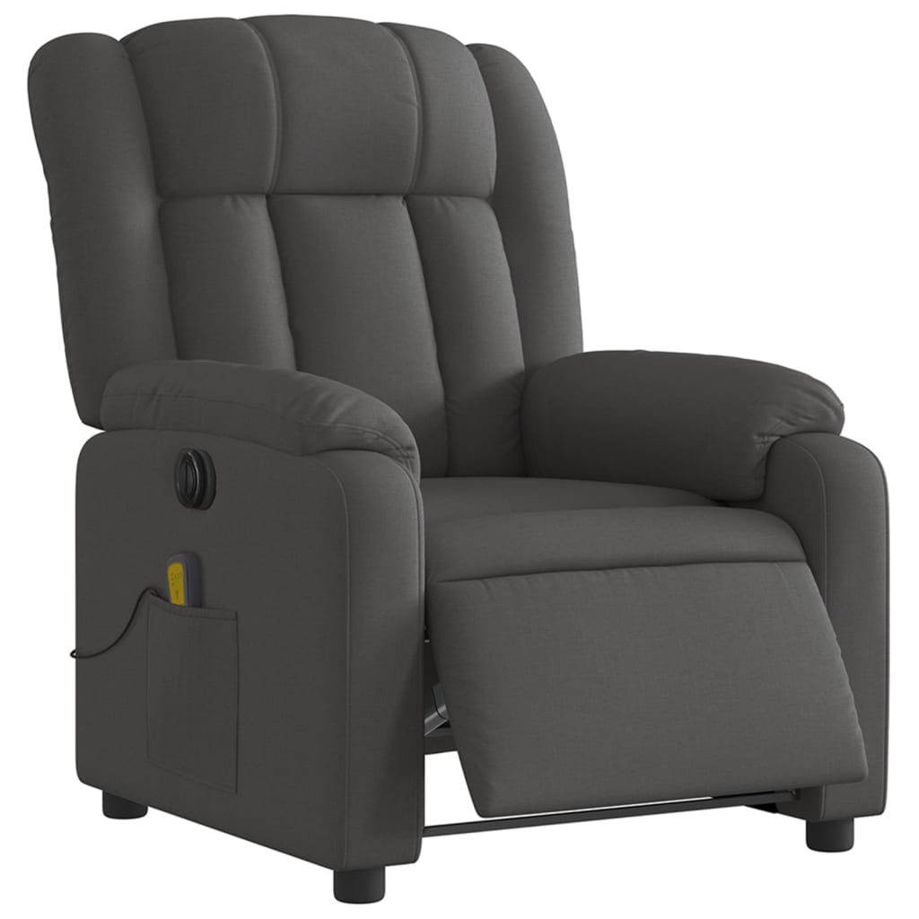 Fauteuil inclinable de massage électrique gris foncé tissu Fauteuils vidaXL   