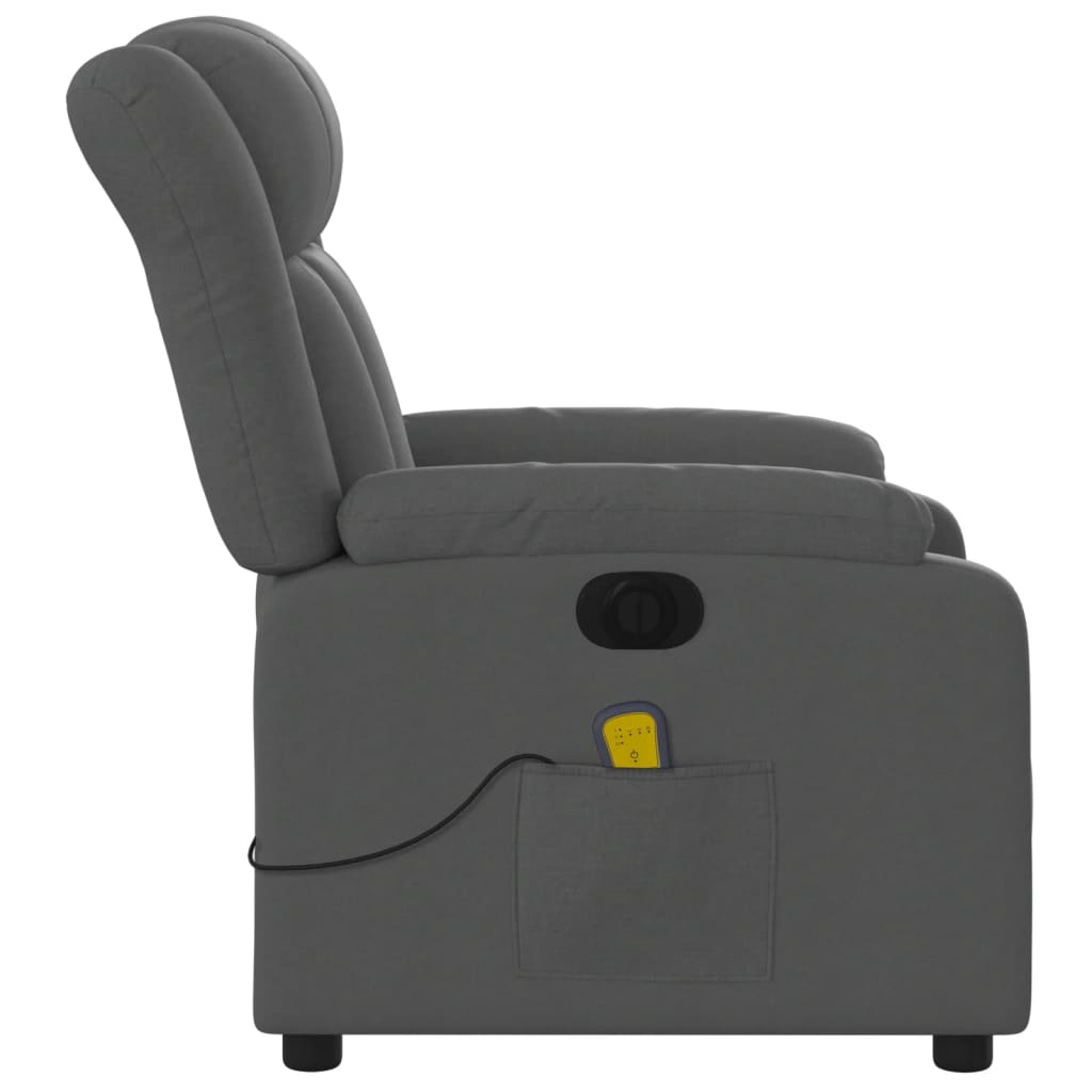 Fauteuil inclinable de massage électrique gris foncé tissu Fauteuils vidaXL   