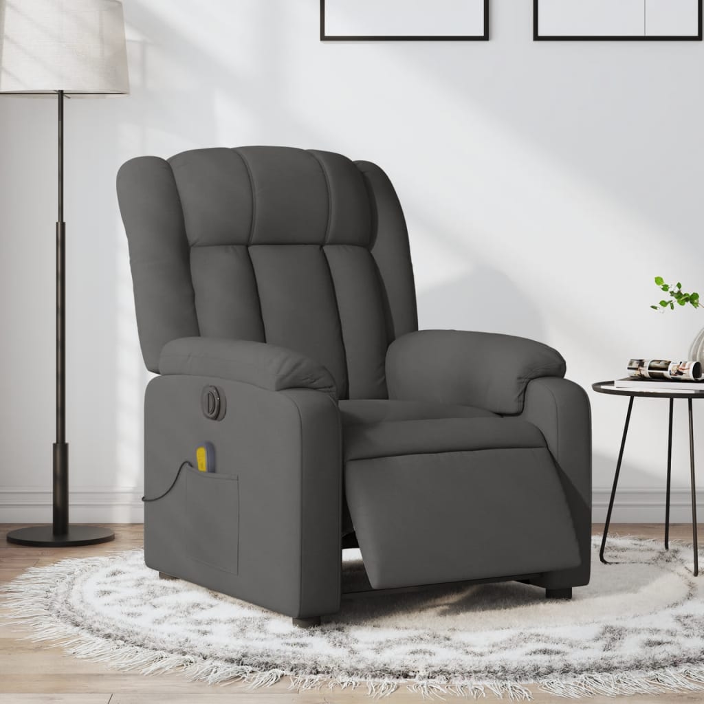 Fauteuil inclinable de massage électrique gris foncé tissu Fauteuils vidaXL   