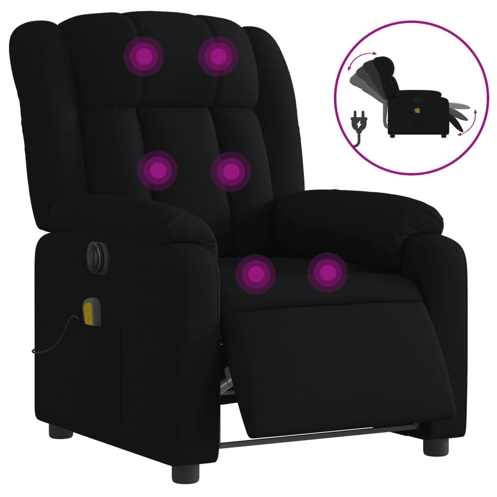 Fauteuil de massage inclinable électrique Noir Tissu Fauteuils vidaXL   