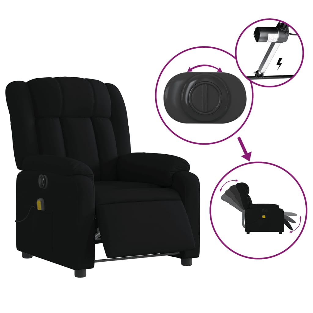 Fauteuil de massage inclinable électrique Noir Tissu Fauteuils vidaXL   