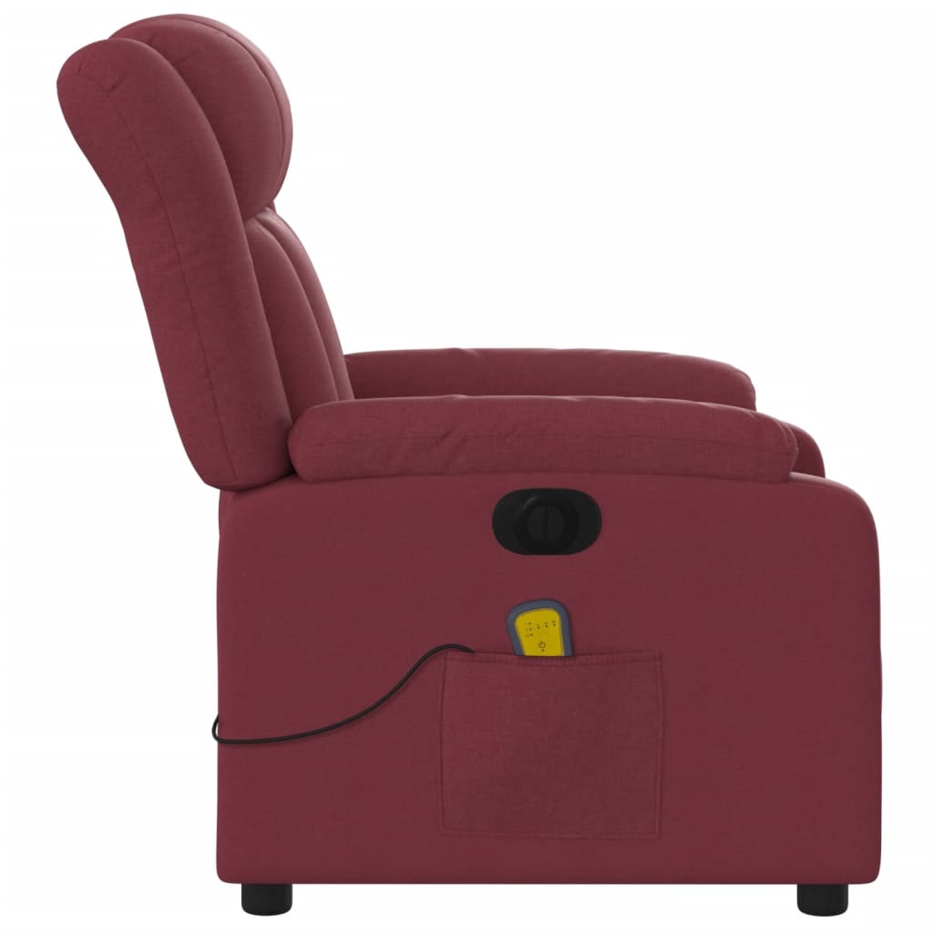 Fauteuil de massage inclinable électrique Rouge bordeaux Tissu