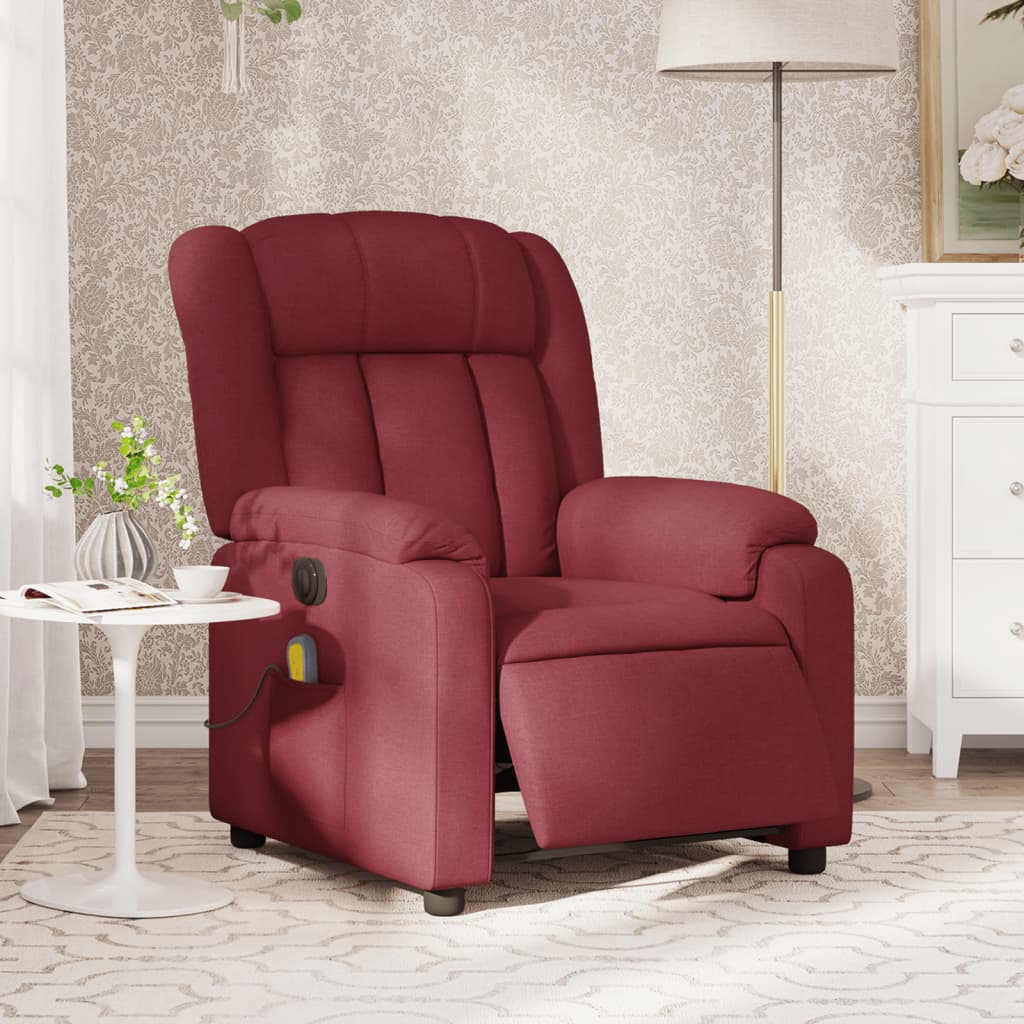 Fauteuil de massage inclinable électrique Rouge bordeaux Tissu