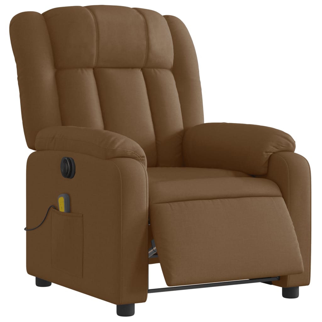 Fauteuil inclinable de massage électrique marron tissu Fauteuils vidaXL