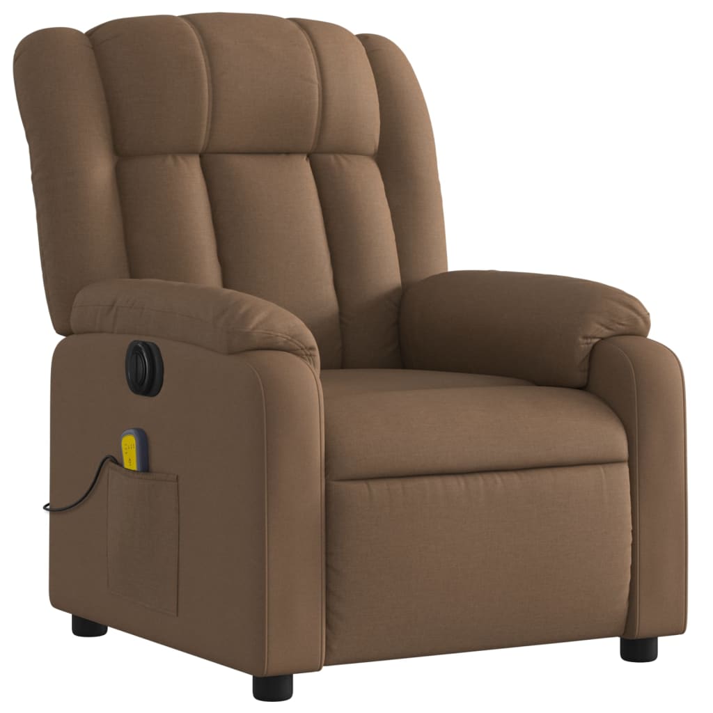 Fauteuil inclinable de massage électrique marron tissu Fauteuils vidaXL