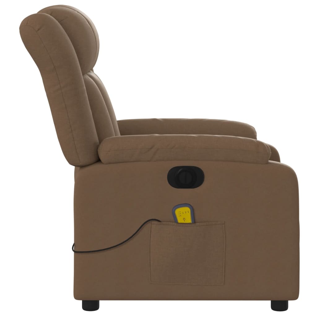 Fauteuil inclinable de massage électrique marron tissu Fauteuils vidaXL