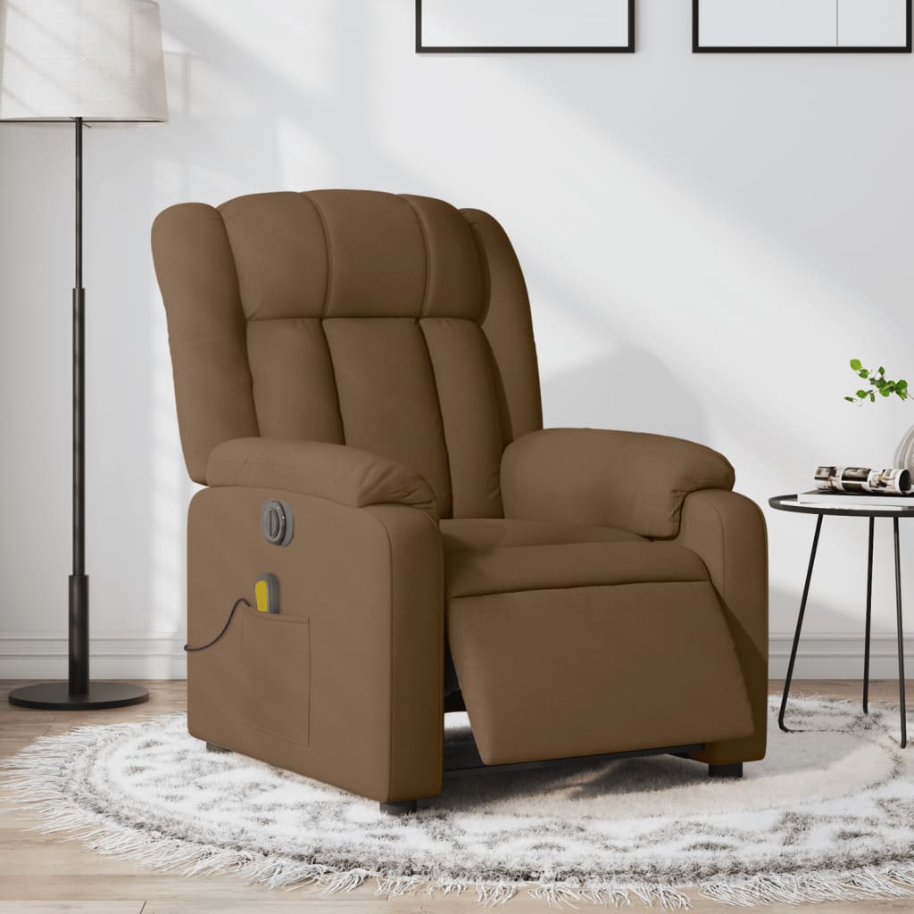 Fauteuil inclinable de massage électrique marron tissu Fauteuils vidaXL