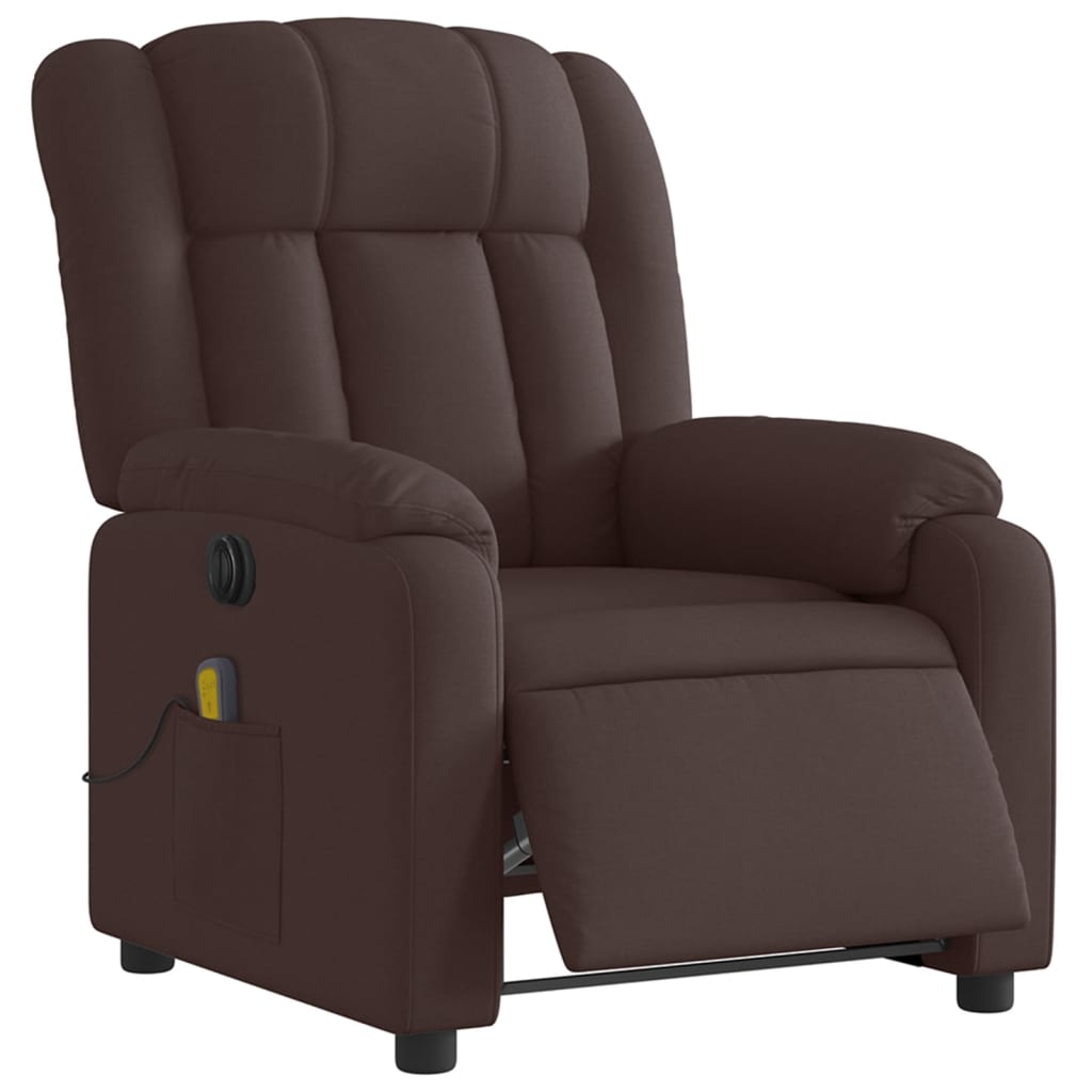 Fauteuil de massage inclinable électrique Marron foncé Tissu Fauteuils vidaXL