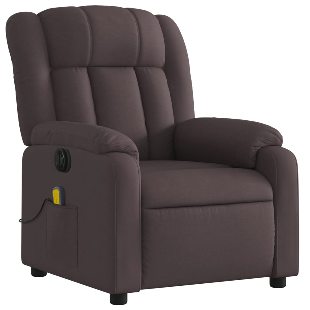 Fauteuil de massage inclinable électrique Marron foncé Tissu Fauteuils vidaXL