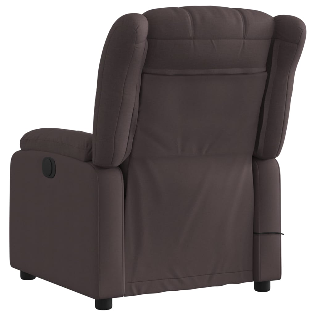 Fauteuil de massage inclinable électrique Marron foncé Tissu Fauteuils vidaXL