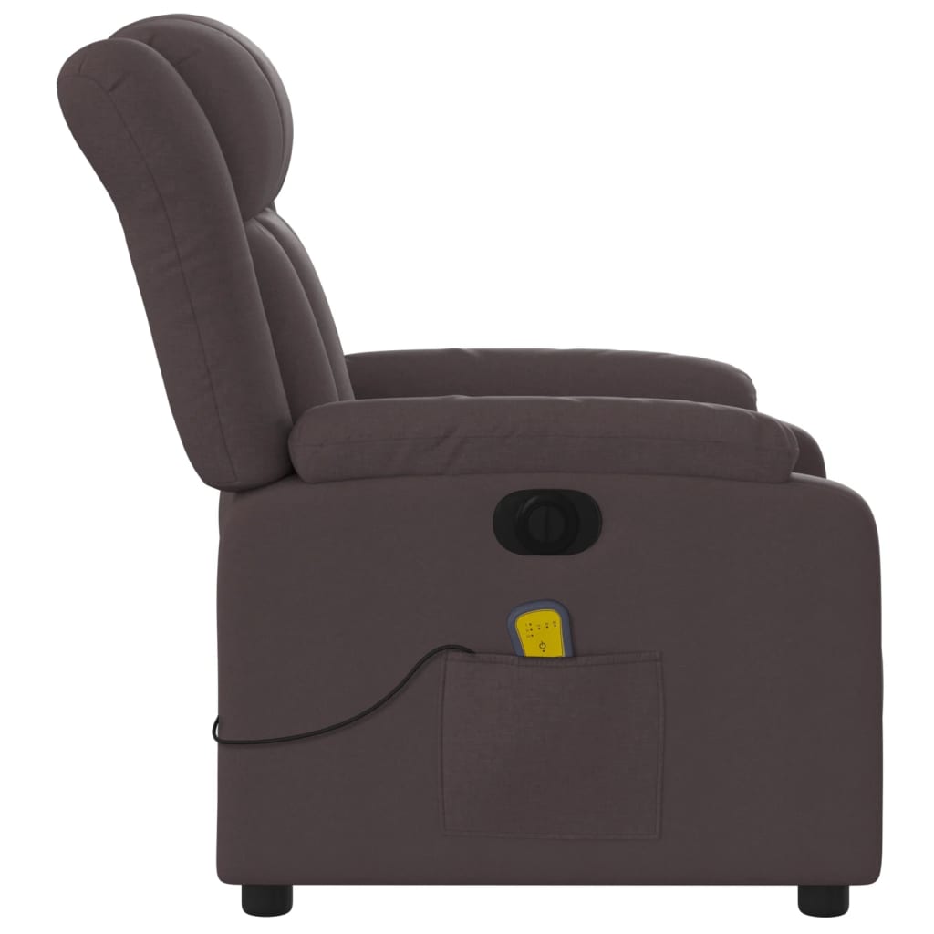 Fauteuil de massage inclinable électrique Marron foncé Tissu Fauteuils vidaXL