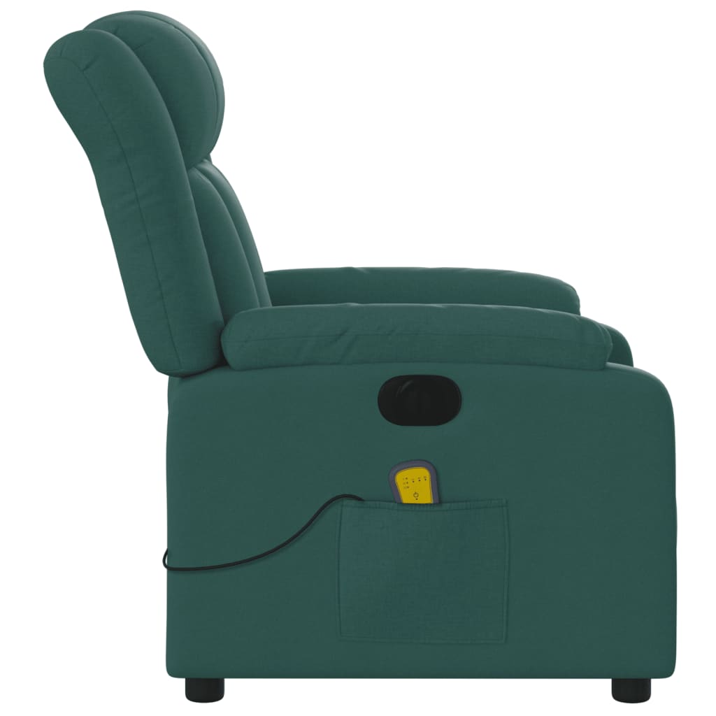 Fauteuil de massage inclinable électrique Vert foncé Tissu Fauteuils vidaXL