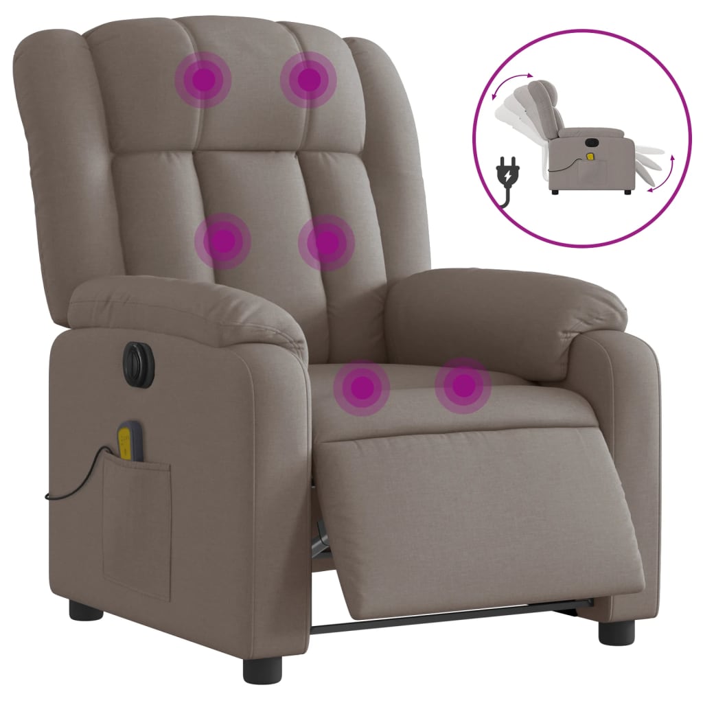 Fauteuil de massage inclinable électrique Taupe Tissu - Xios Store SNC