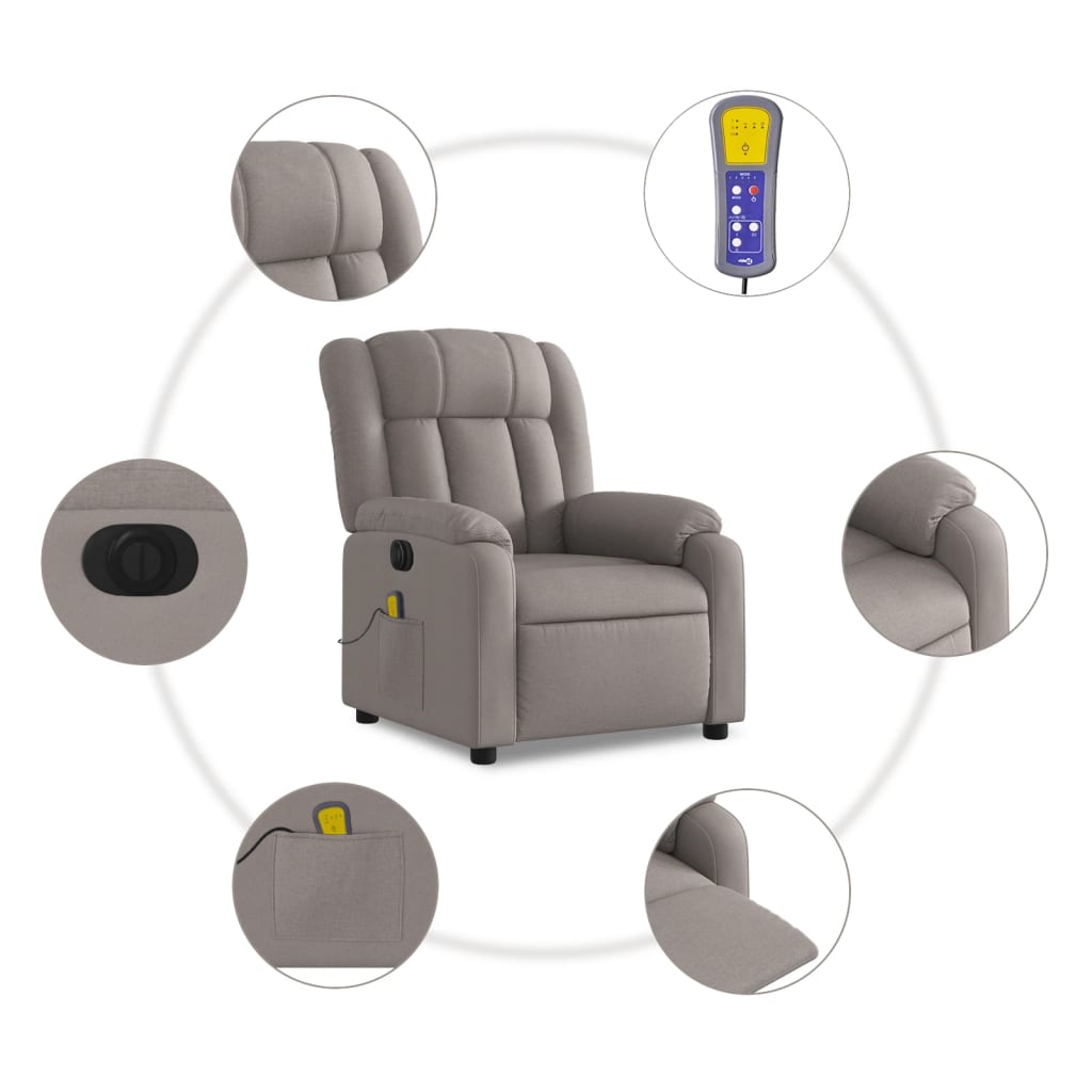 Fauteuil de massage inclinable électrique Taupe Tissu - Xios Store SNC