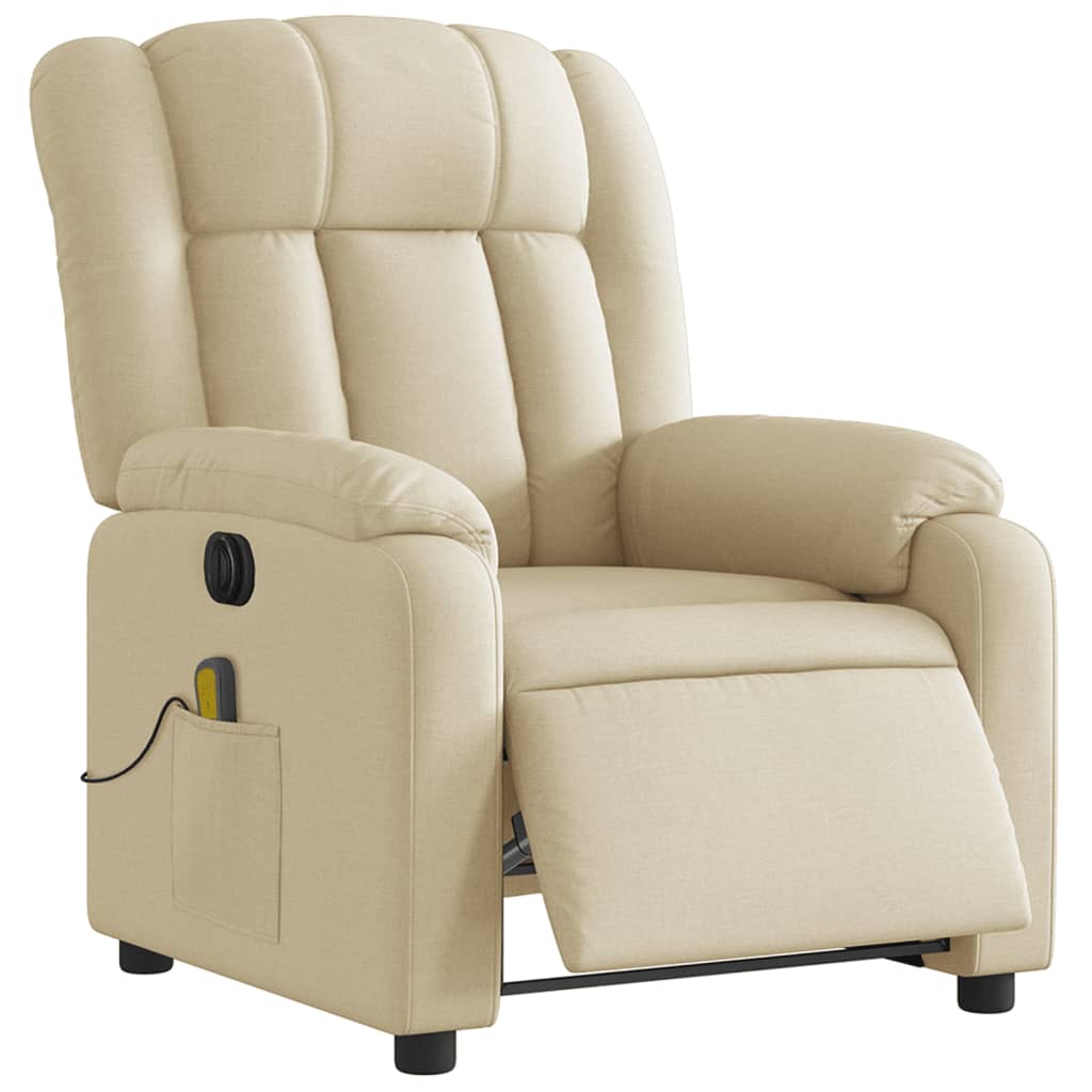 Fauteuil inclinable de massage électrique crème tissu Fauteuils vidaXL