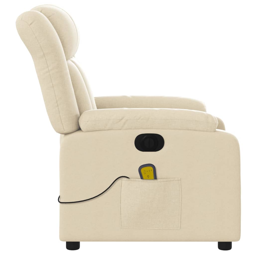 Fauteuil inclinable de massage électrique crème tissu Fauteuils vidaXL