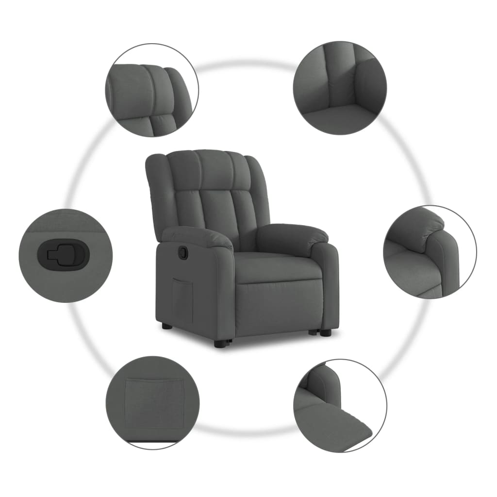 Fauteuil inclinable Gris foncé Tissu Fauteuils vidaXL   