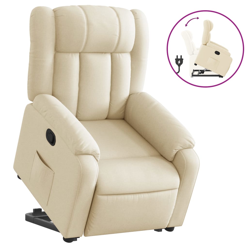 Fauteuil inclinable Crème Tissu Fauteuils vidaXL   