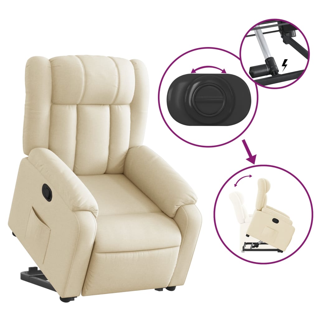 Fauteuil inclinable Crème Tissu Fauteuils vidaXL   