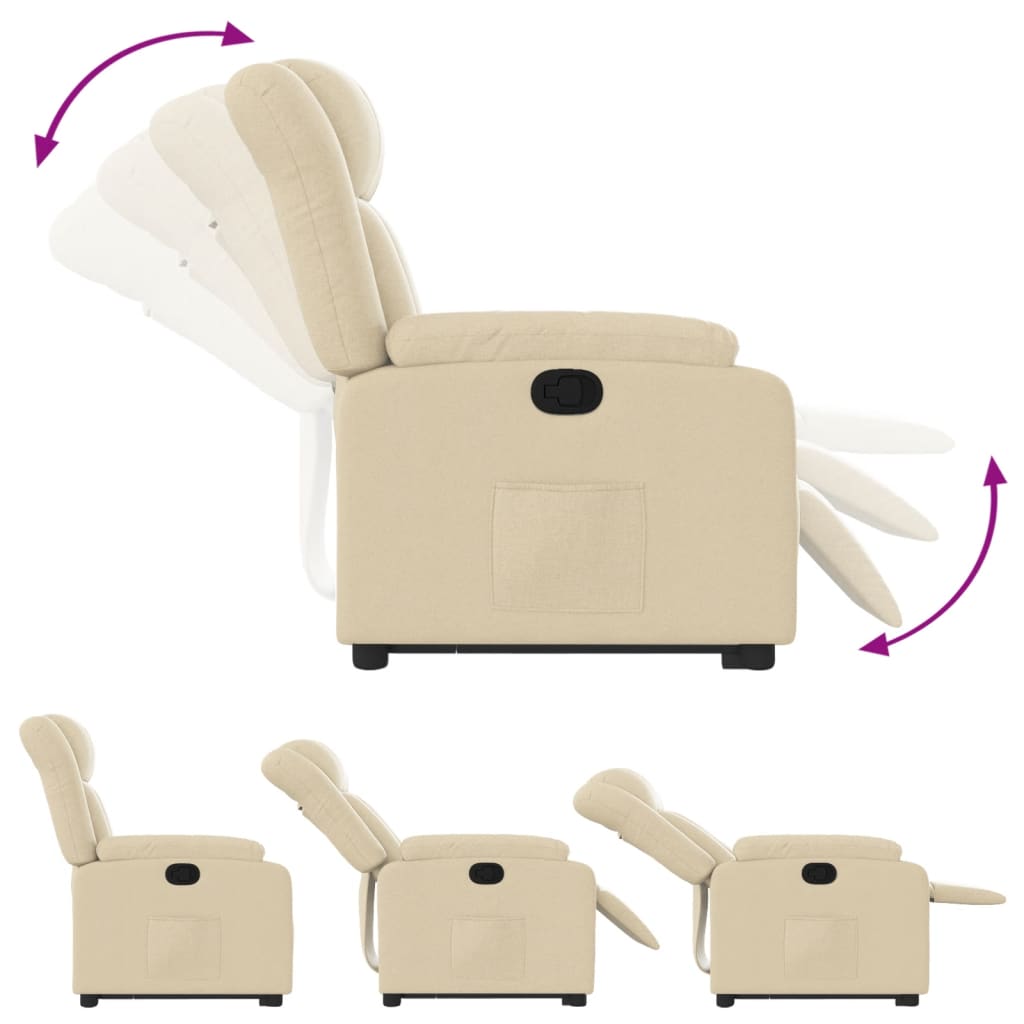 Fauteuil inclinable Crème Tissu Fauteuils vidaXL   