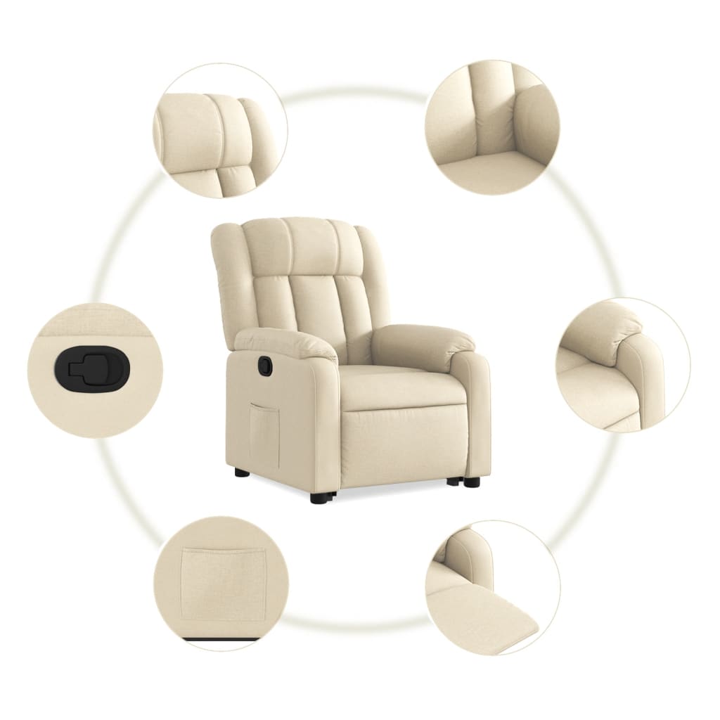 Fauteuil inclinable Crème Tissu Fauteuils vidaXL   