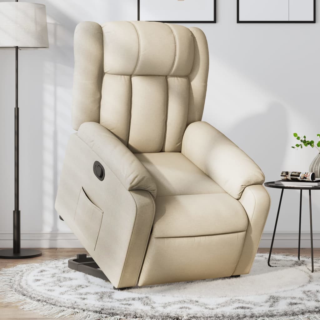 Fauteuil inclinable Crème Tissu Fauteuils vidaXL   