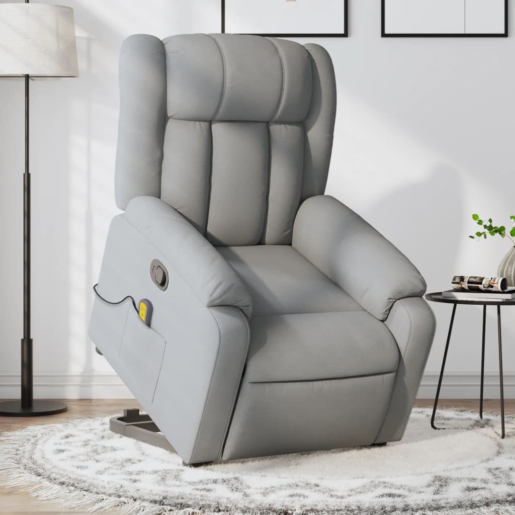 Fauteuil de massage inclinable Gris clair Tissu Fauteuils vidaXL   