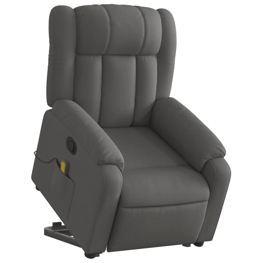 Fauteuil de massage inclinable Gris foncé Tissu Fauteuils vidaXL   