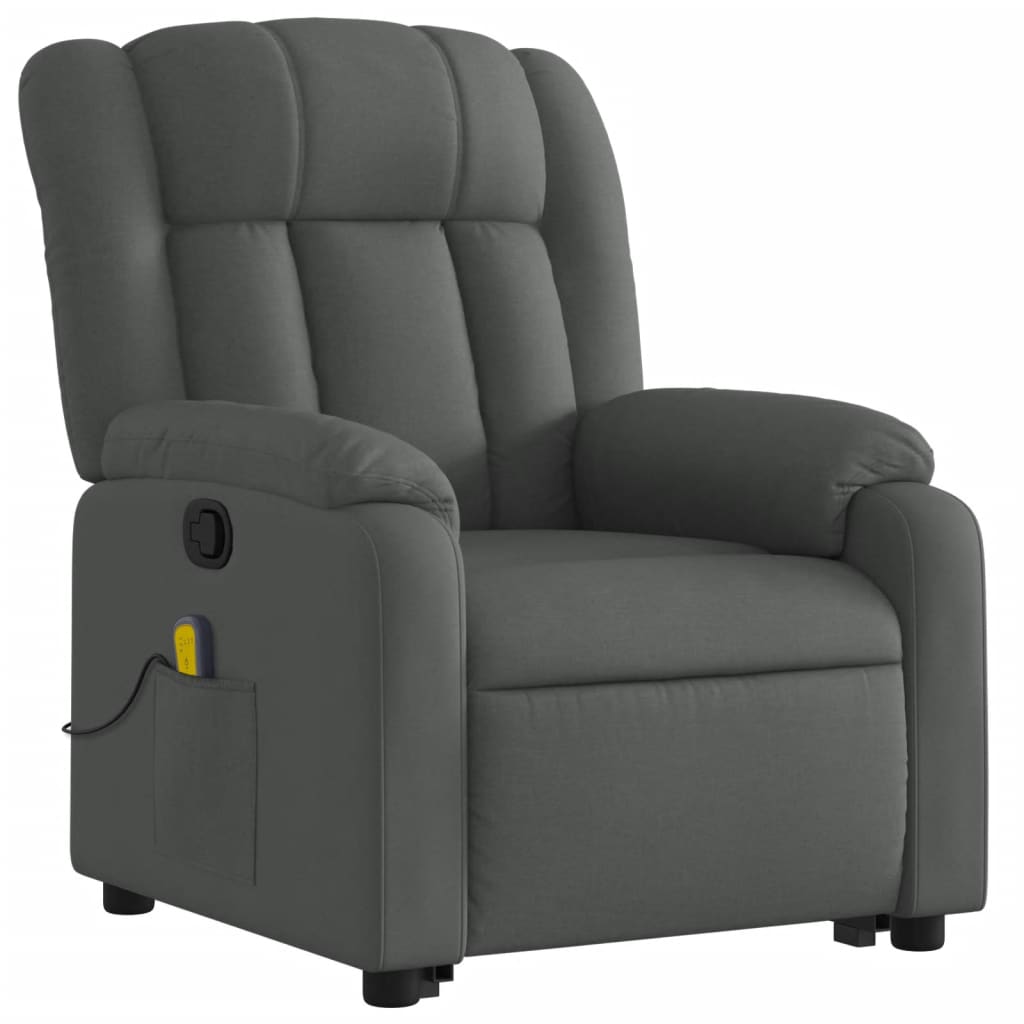 Fauteuil de massage inclinable Gris foncé Tissu Fauteuils vidaXL   