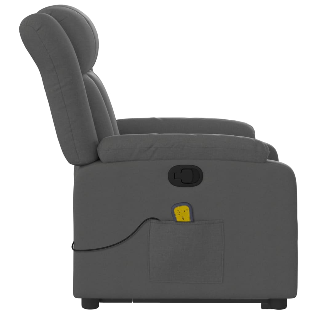 Fauteuil de massage inclinable Gris foncé Tissu Fauteuils vidaXL   