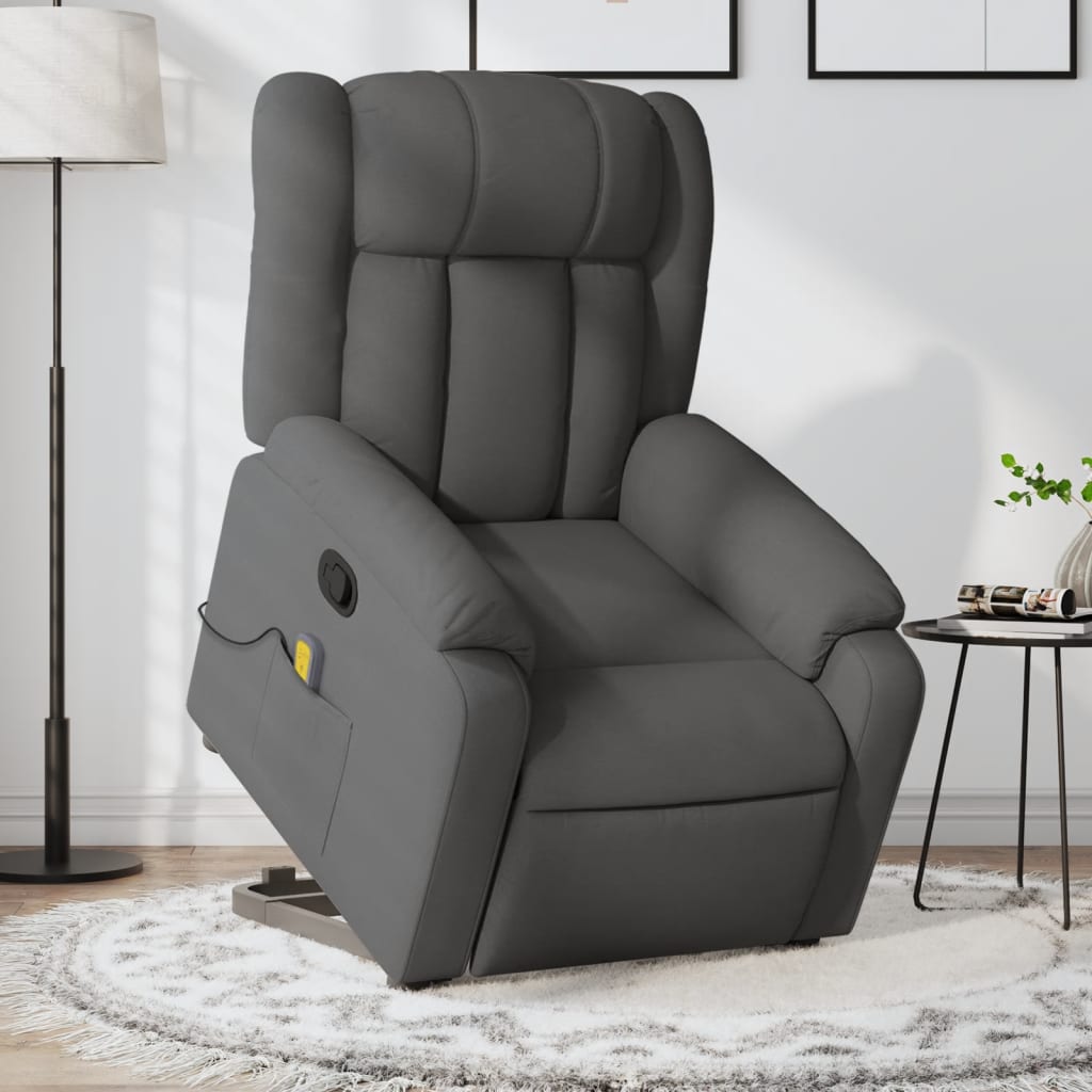 Fauteuil de massage inclinable Gris foncé Tissu Fauteuils vidaXL   