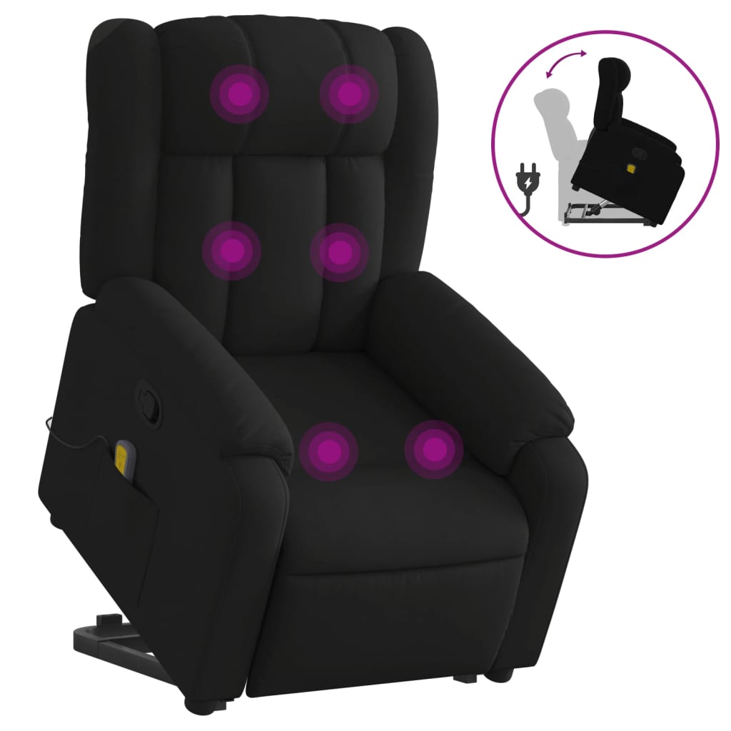 Fauteuil de massage inclinable Noir Tissu Fauteuils vidaXL   