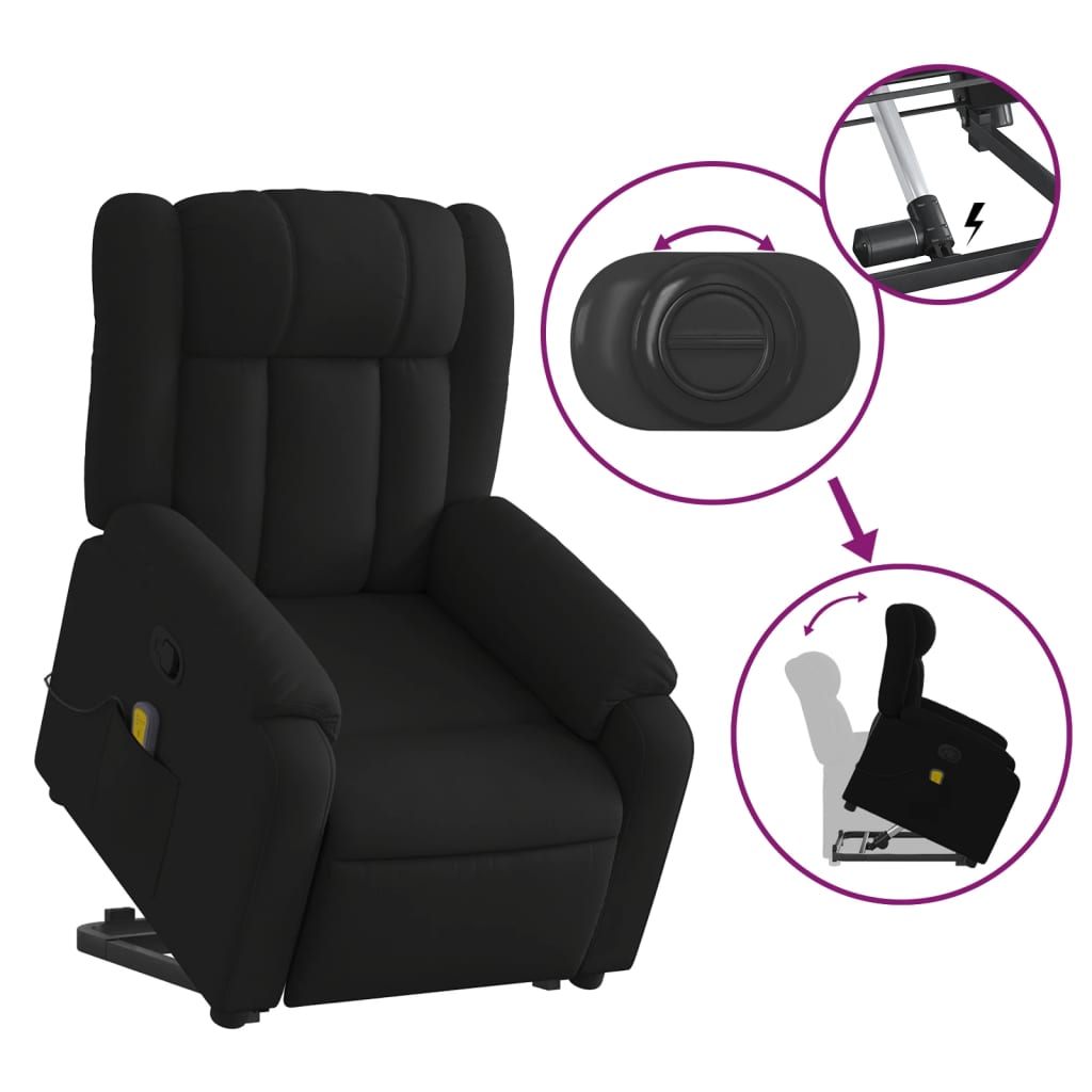 Fauteuil de massage inclinable Noir Tissu Fauteuils vidaXL   