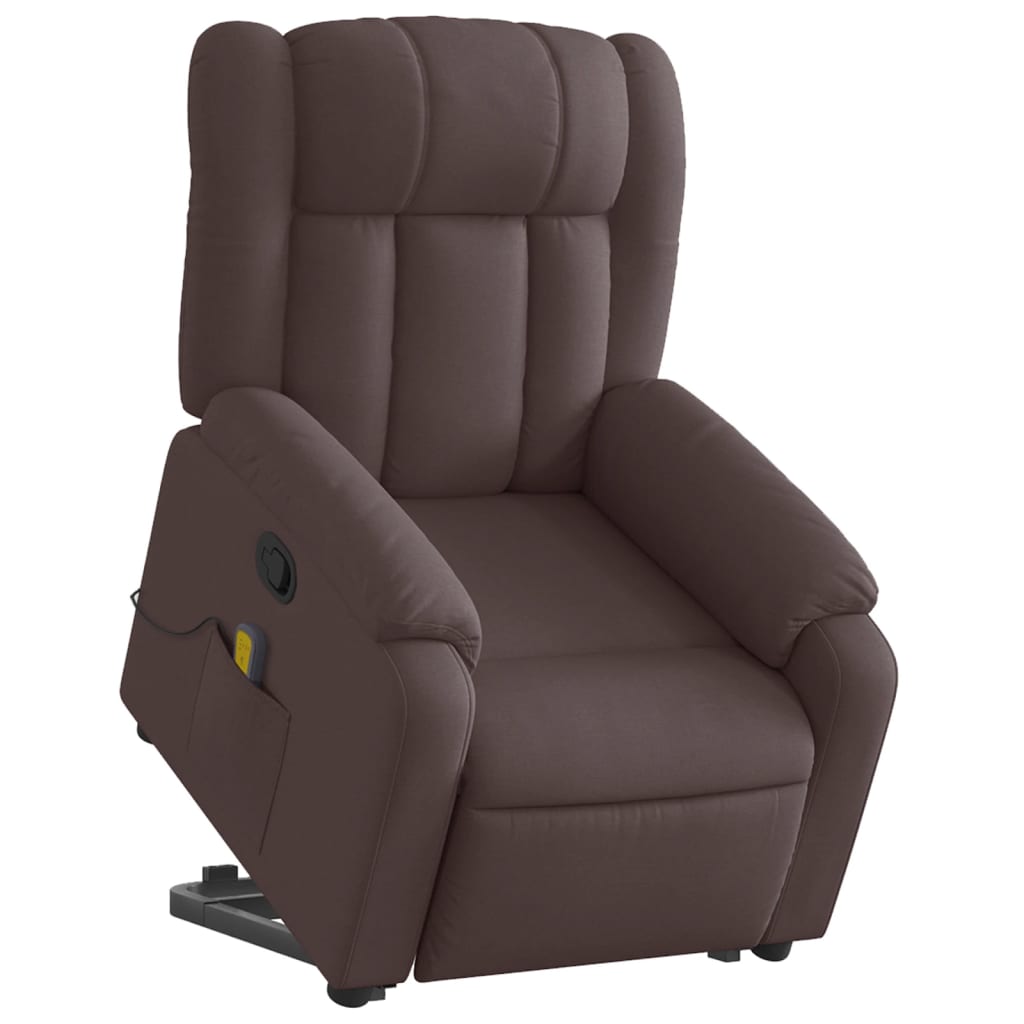 Fauteuil inclinable de massage Marron foncé Tissu Fauteuils vidaXL