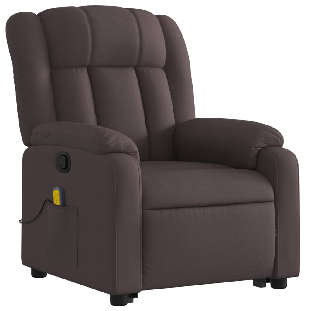 Fauteuil inclinable de massage Marron foncé Tissu Fauteuils vidaXL