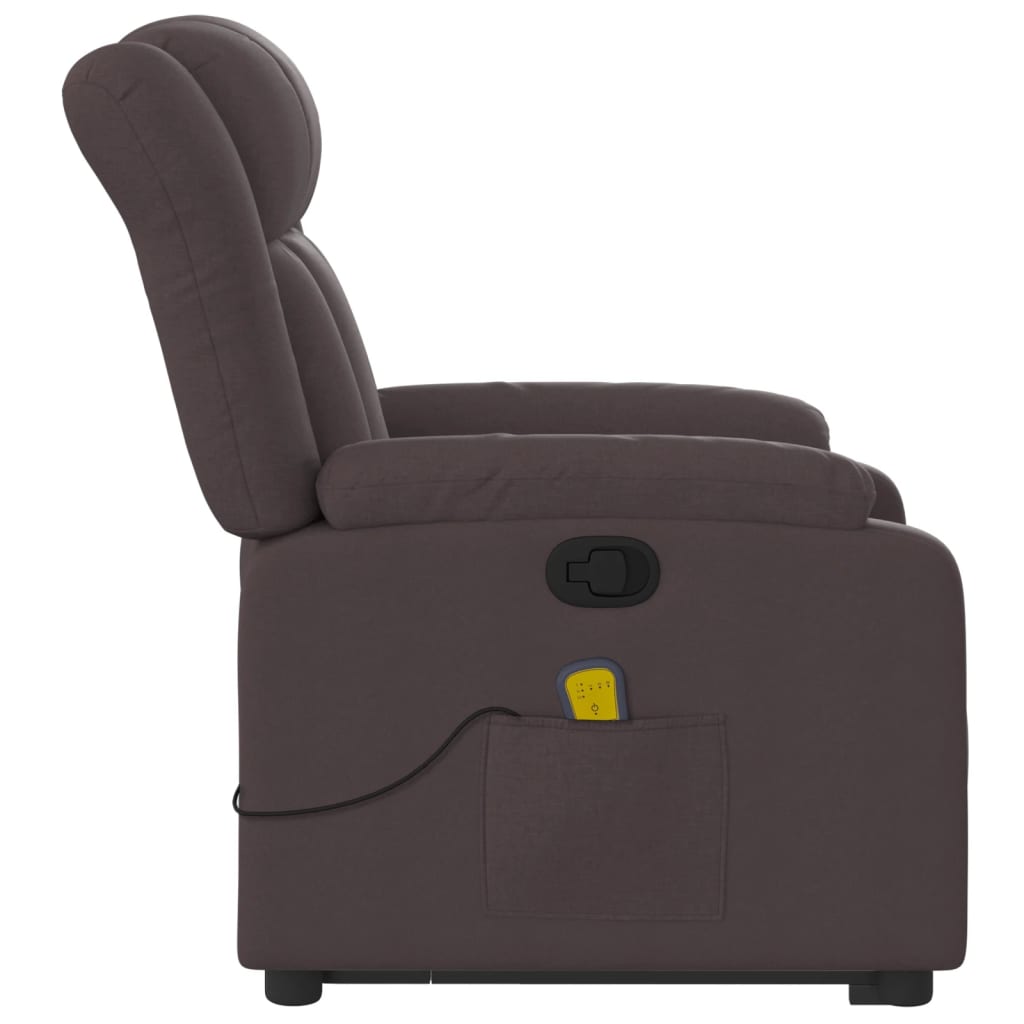 Fauteuil inclinable de massage Marron foncé Tissu Fauteuils vidaXL